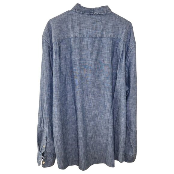 NWT Mens St. Johns Bay Light‎ Wash Denim Button Up Long Sleeve Shirt Size XXL - Picture 2 of 4